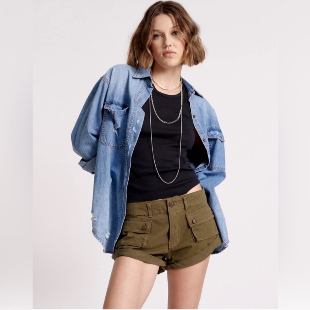 Free People OneTeaspoon Cadet Bandits Low-Waist Shorts - Picture 1 of 8